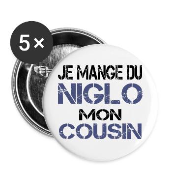 Je mange du Niglo - Lot de 5 grands badges (56 mm) - blanc - Devant
