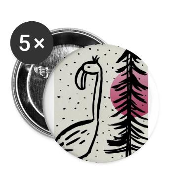 Handmade Illustration Art Flamingo - Buttons groß 56 mm (5er Pack) - Weiß - Vorne