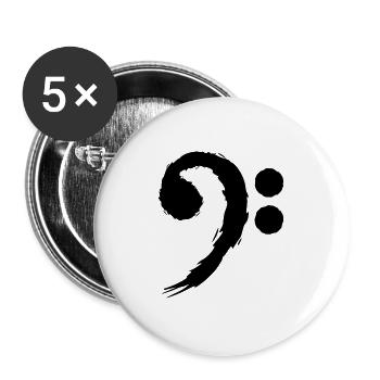 Bass musikalische Symbole - Buttons groß 56 mm (5er Pack) - Weiß - Vorne