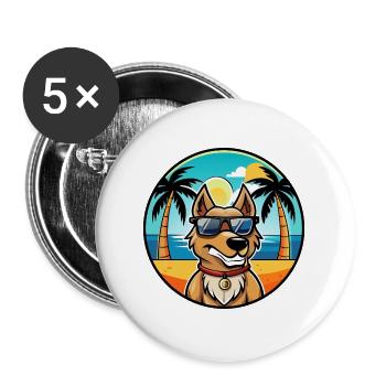 Magyar Agar Dog Breed Cartoon Sunglasses Beach - Buttons large 2.2''/56 mm (5-pack) - white - Front