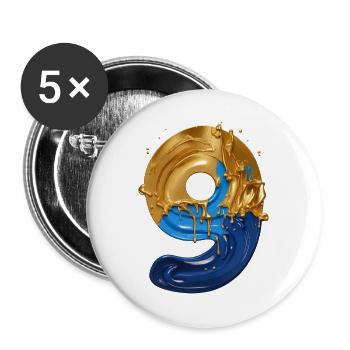 NR. 9 NUMMER 9 COOL 9. GEBURTSTAG - Buttons groß 56 mm (5er Pack) - Weiß - Vorne