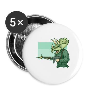 Furchtloser Triceratops Soldat - Buttons groß 56 mm (5er Pack) - Weiß - Vorne