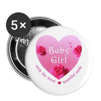 baby girl - Buttons groß 56 mm (5er Pack) - Weiß - Vorne
