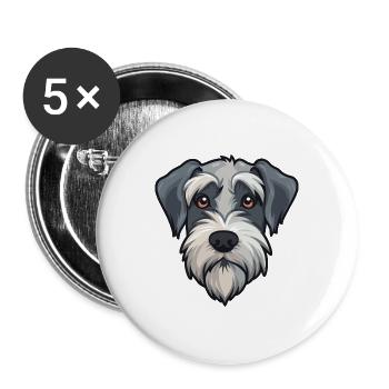 Mittelschnauzer Hunderasse Cartoon Kawaii Illustrat - Buttons groß 56 mm (5er Pack) - Weiß - Vorne