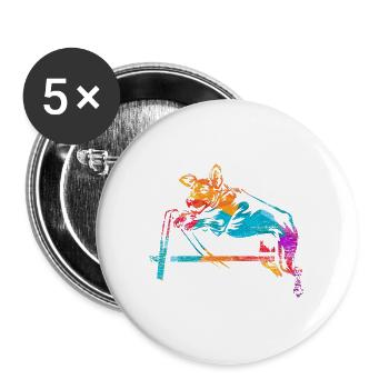 Schneidiger Agility Hundesportler - Buttons groß 56 mm (5er Pack) - Weiß - Vorne
