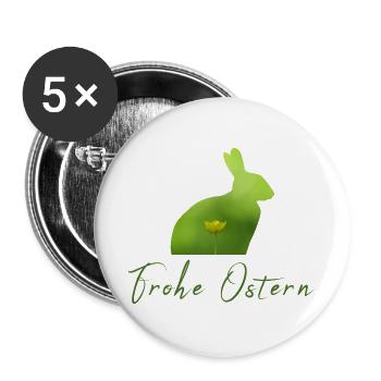 Frohe Ostern Ostern - Buttons groß 56 mm (5er Pack) - Weiß - Vorne