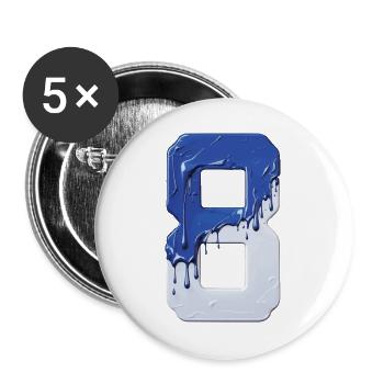 NO. 8 NUMBER 8 BLUE WHITE 8TH BIRTHDAY - Buttons large 2.2''/56 mm (5-pack) - white - Front