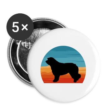 Katalanische Schäferhund Hund Liebhaber Silhouette Retro Sonnenuntergang - Buttons groß 56 mm (5er Pack) - Weiß - Vorne