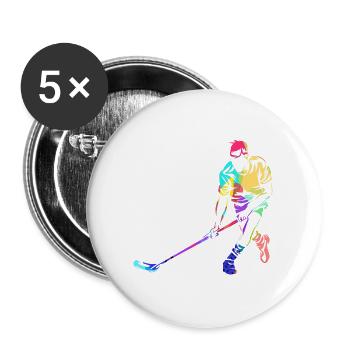 Reflexstarker Floorball Torwart - Buttons groß 56 mm (5er Pack) - Weiß - Vorne