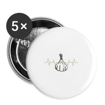 Knoblauch Pflanze - Buttons groß 56 mm (5er Pack) - Weiß - Vorne