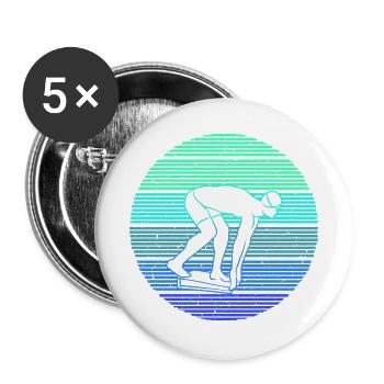 Schwimmer Schwimmen Schwimmsport Herren Schwimm - Buttons groß 56 mm (5er Pack) - Weiß - Vorne