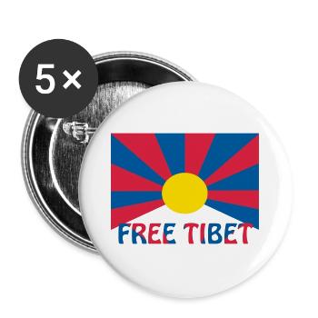 free tibet flagge - Buttons groß 56 mm (5er Pack) - Weiß - Vorne