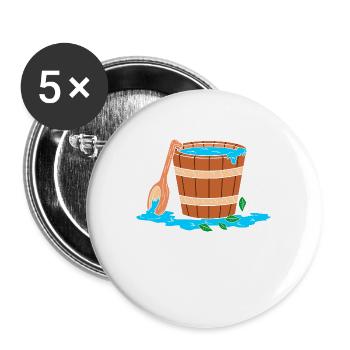 Sauna Sauneeimer - Buttons groß 56 mm (5er Pack) - Weiß - Vorne