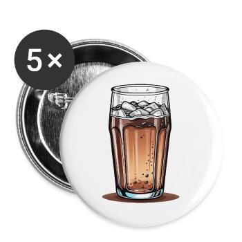Cola-Glas - Buttons groß 56 mm (5er Pack) - Weiß - Vorne