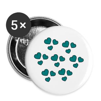 HERZ. HERZ. HERZ. KÜSSEN. SCHMATZEN. KÜSST. - Buttons groß 56 mm (5er Pack) - Weiß - Vorne