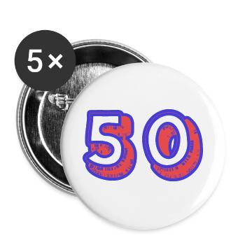 50. 50 YEARS. 50th ANNIVERSARY. 50TH ANNIVERSARY. - Buttons large 2.2''/56 mm (5-pack) - white - Front