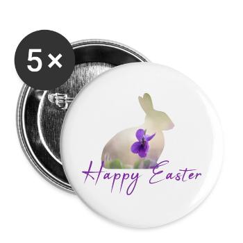 Happy Easter - Buttons groß 56 mm (5er Pack) - Weiß - Vorne