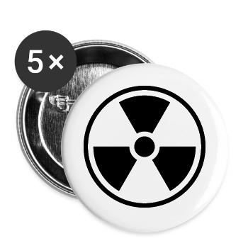Strahlenfeststoff-Symbol Nuklearwarnsymbol - Buttons groß 56 mm (5er Pack) - Weiß - Vorne