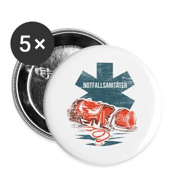 Zuverlässiger Sanitäter Rettungsdienst - Buttons groß 56 mm (5er Pack) - Weiß - Vorne