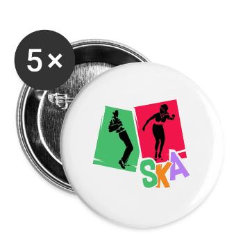 Überschwänglicher Ska Tanzabend - Buttons groß 56 mm (5er Pack) - Weiß - Vorne