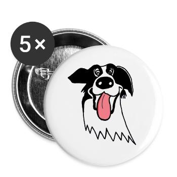 Netter Border Collie - Buttons groß 56 mm (5er Pack) - Weiß - Vorne