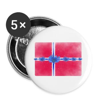 Norwegen Fahne Blumen Sankthans feiern - Buttons groß 56 mm (5er Pack) - Weiß - Vorne