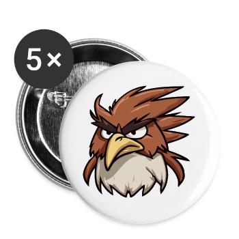 Lustige Cartoon Adlerkopf Illustration - Buttons groß 56 mm (5er Pack) - Weiß - Vorne