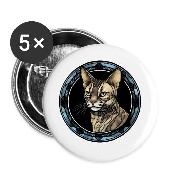 Ägyptische Mau-Katzenrasse Aquarellglas - Buttons groß 56 mm (5er Pack) - Weiß - Vorne