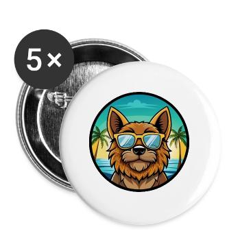 Griffon Bruxellois Hunderasse Cartoon Sonnenbrille - Buttons groß 56 mm (5er Pack) - Weiß - Vorne