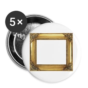 Goldener Bilderrahmen - Buttons groß 56 mm (5er Pack) - Weiß - Vorne