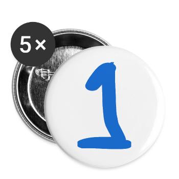 1. 1 JAHR. 1. JAHRESTAG. 1 JAHR GEBURTSTAG - Buttons groß 56 mm (5er Pack) - Weiß - Vorne