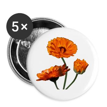 Ringelblumen Ringelblume orangene Blumen - Buttons groß 56 mm (5er Pack) - Weiß - Vorne
