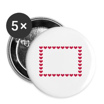 Rechteck Rahmen Box Herz Anpassbar Rot - Buttons groß 56 mm (5er Pack) - Weiß - Vorne