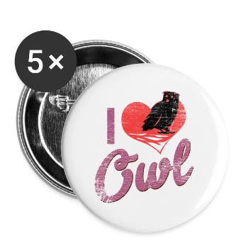 Wachsame Waldohreule Nachtjagd - Buttons groß 56 mm (5er Pack) - Weiß - Vorne