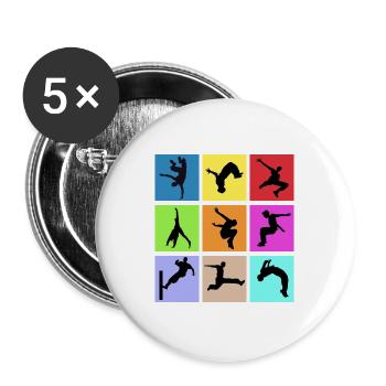 Freier Lauf - Buttons groß 56 mm (5er Pack) - Weiß - Vorne