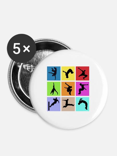 Freier Lauf - Buttons groß 56 mm (5er Pack) - Weiß
