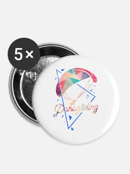 Geometrischer Gleitschirm Höhenflug - Buttons groß 56 mm (5er Pack) - Weiß