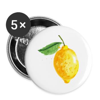 Zitrone - Buttons groß 56 mm (5er Pack) - Weiß - Vorne