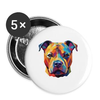 Staffordshire Bullterrier Staffie Hund Aquarell - Buttons groß 56 mm (5er Pack) - Weiß - Vorne