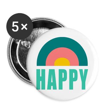 HAPPY. HAPPINESS. FREEDOM. - POSITIV. POSITIV - Buttons groß 56 mm (5er Pack) - Weiß - Vorne