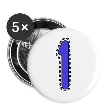 1. 1 JAHR. 1. JAHRESTAG. 1 JAHR GEBURTSTAG - Buttons groß 56 mm (5er Pack) - Weiß - Vorne