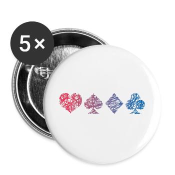 Kartenspiel Kritzelei Schafkopf Kartenspieler - Buttons groß 56 mm (5er Pack) - Weiß - Vorne