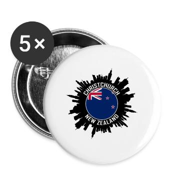 Christchurch Skyline Neuseeland Flagge Reise Souve - Buttons groß 56 mm (5er Pack) - Weiß - Vorne