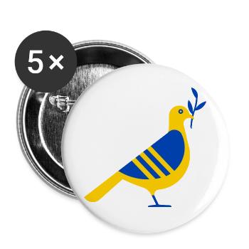 UKRAINE FRIEDENSTAUBE - Buttons groß 56 mm (5er Pack) - Weiß - Vorne