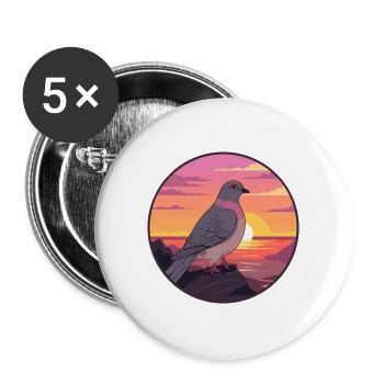 Taube buntes Aquarell Cartoon Kawaii Tier - Buttons groß 56 mm (5er Pack) - Weiß - Vorne