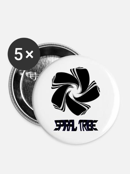 Spiral Tribe - Buttons groß 56 mm (5er Pack) - Weiß