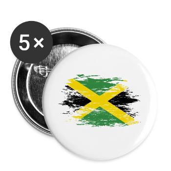 Jamaica flag used - Buttons large 2.2''/56 mm (5-pack) - white - Front