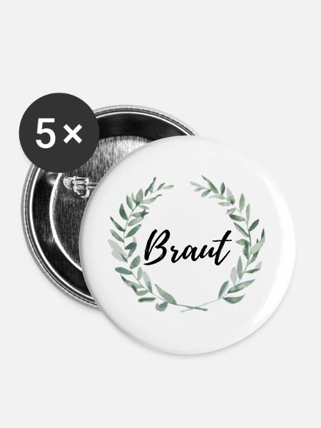 Braut - Buttons groß 56 mm (5er Pack) - Weiß