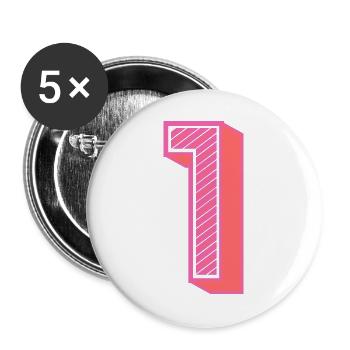 1. 1 JAHR. 1. JAHRESTAG. 1 JAHR GEBURTSTAG - Buttons groß 56 mm (5er Pack) - Weiß - Vorne