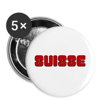 SCHWEIZ. LAND. GENF. SCHWEIZ. HUMOR. LAND - Buttons groß 56 mm (5er Pack) - Weiß - Vorne